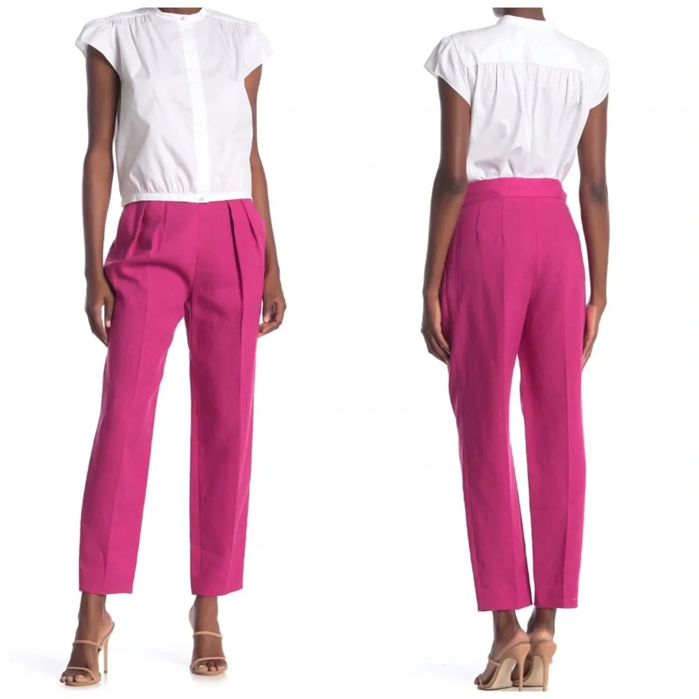 NWT Theory POP Fushia Pleated Trousers